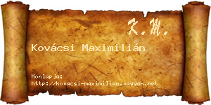 Kovácsi Maximilián névjegykártya